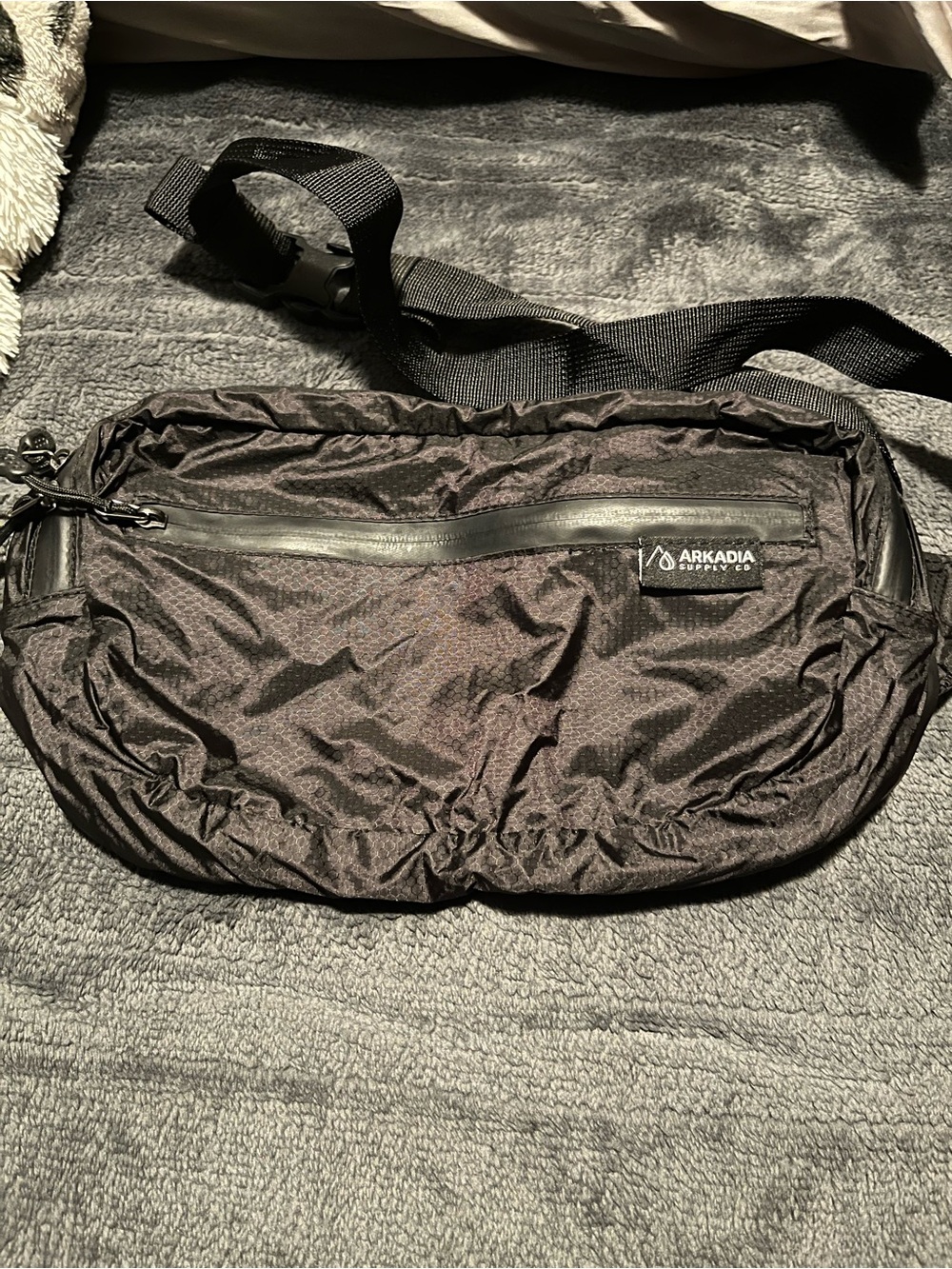 Arkadia Black Lightweight Nylon Waist Bag with Weather-Resistant Zip